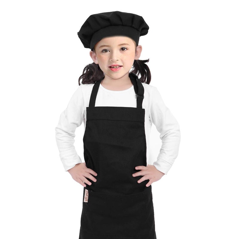 Aurya Kids Apron and Chef Hat Set-Adjustable Child Apron for Boys and Girls for Cooking Baking - Image 5